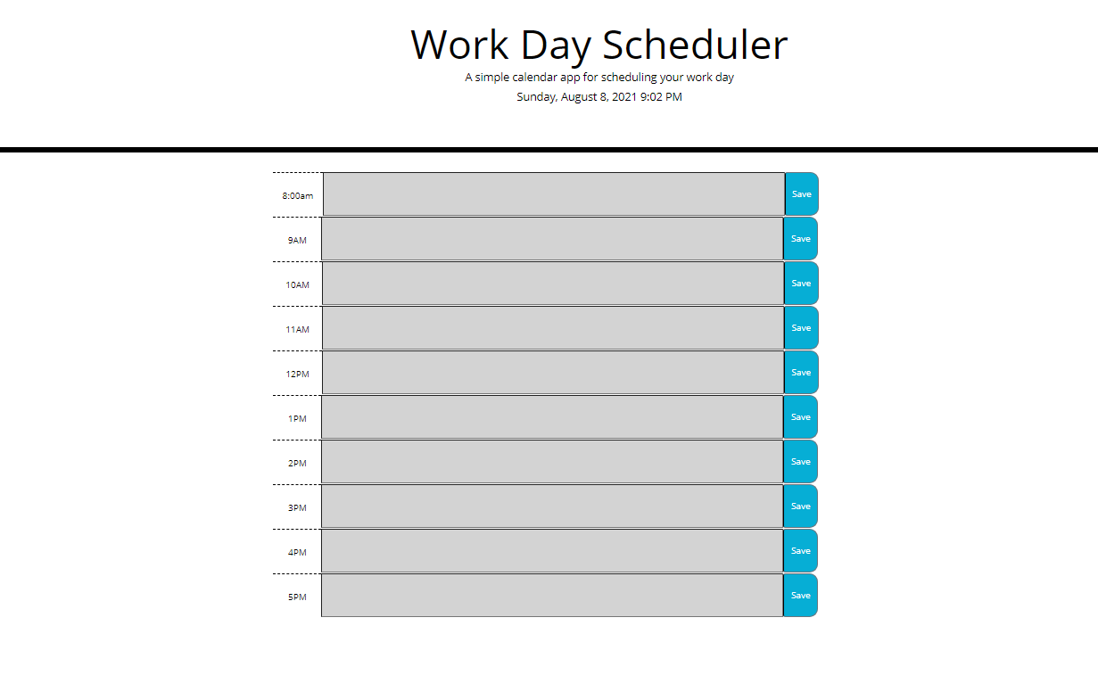 Work Day Schedular 